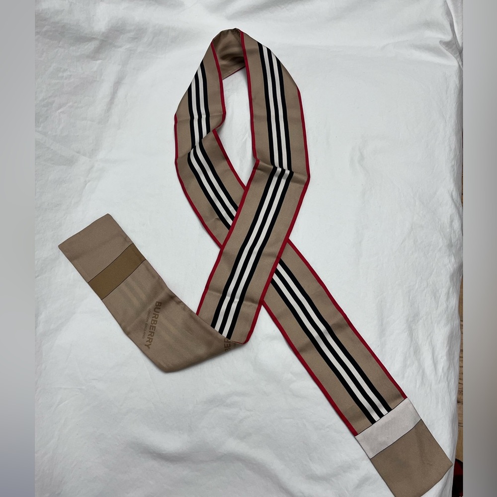 Burberry logo stripes silk twilly